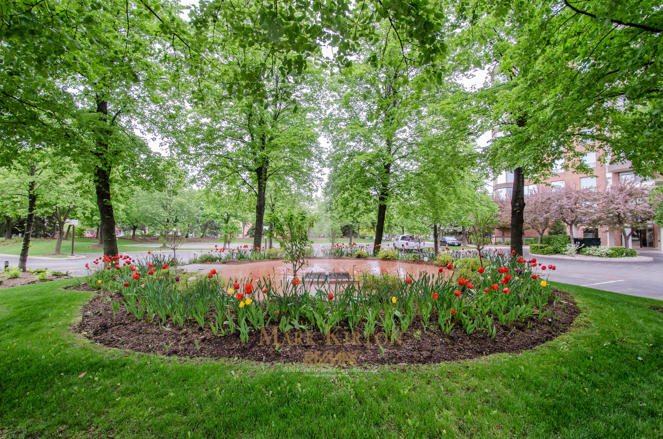 Fountain with Tulip Garden